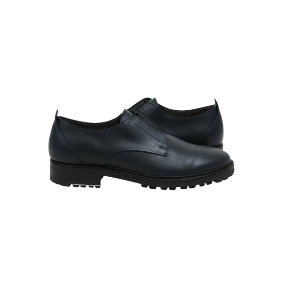 Lanvin Men\'s Navy Blue Black Leather Work Derby Slip On Oxford Shoes L10 US 11